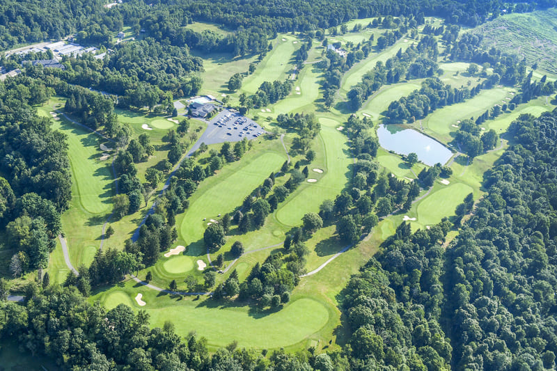 Aerial view of The Pines Country Club golf course