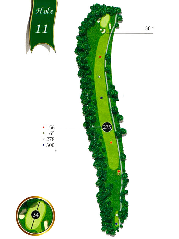 Map of Hole 11 at The Pines Country Club