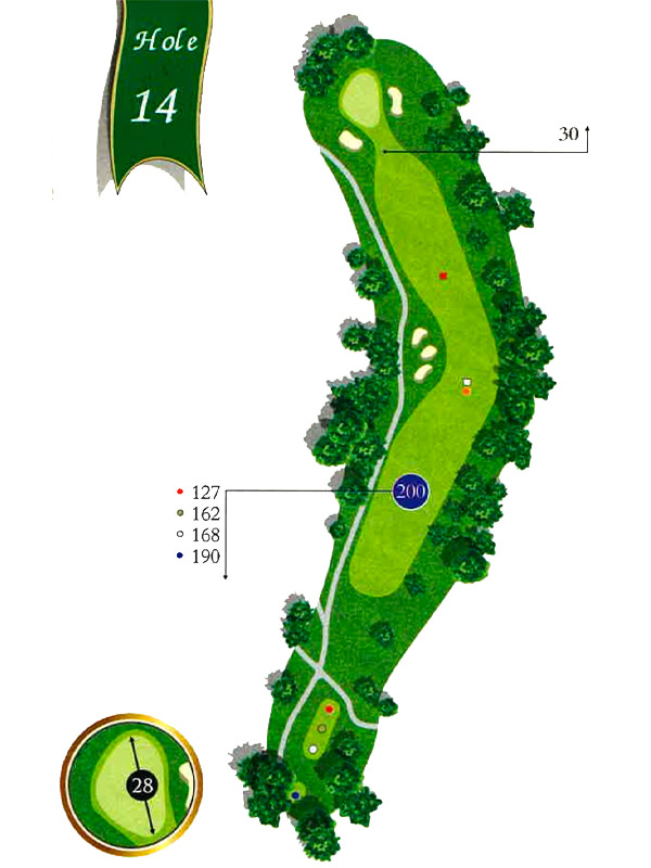Map of Hole 14 at The Pines Country Club