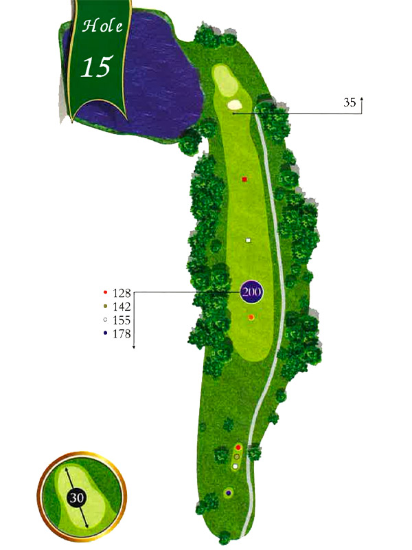 Map of Hole 15 at The Pines Country Club