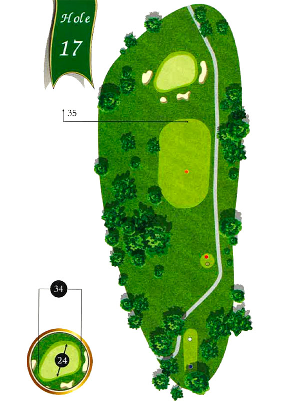 Map of Hole 17 at The Pines Country Club