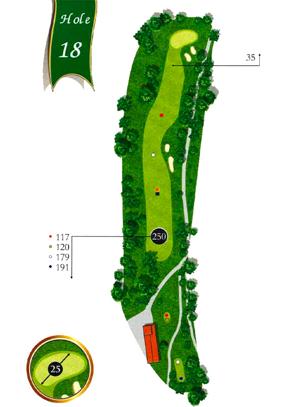 Map of Hole 18 at The Pines Country Club