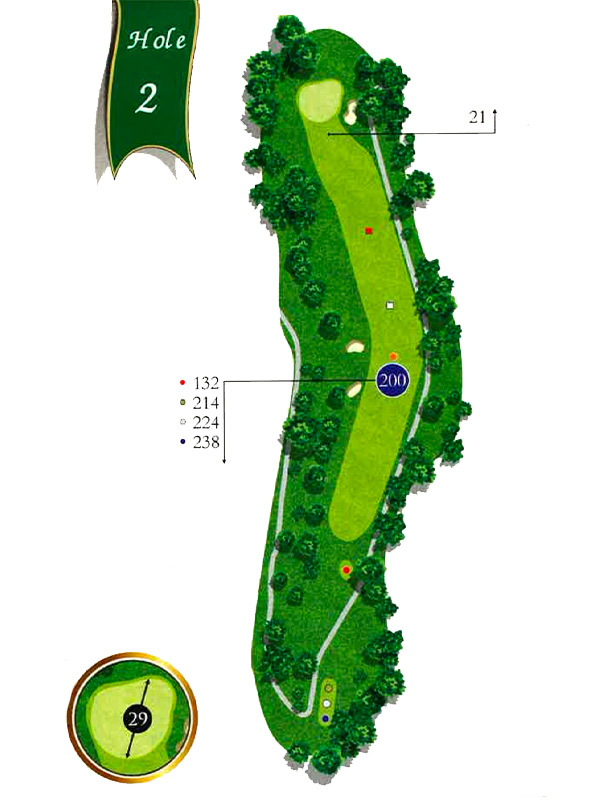 Map of Hole 2 at The Pines Country Club
