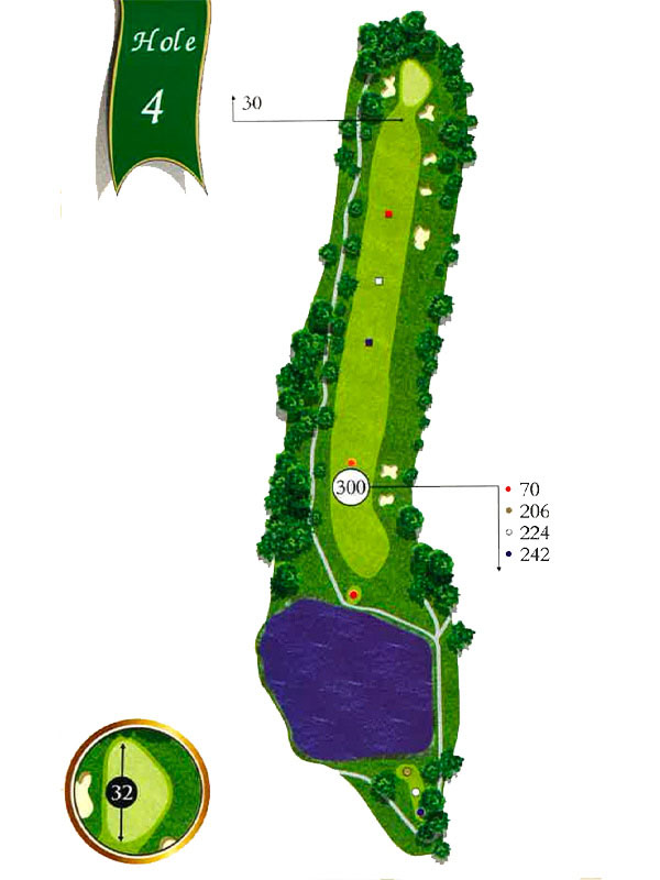 Map of Hole 4 at The Pines Country Club