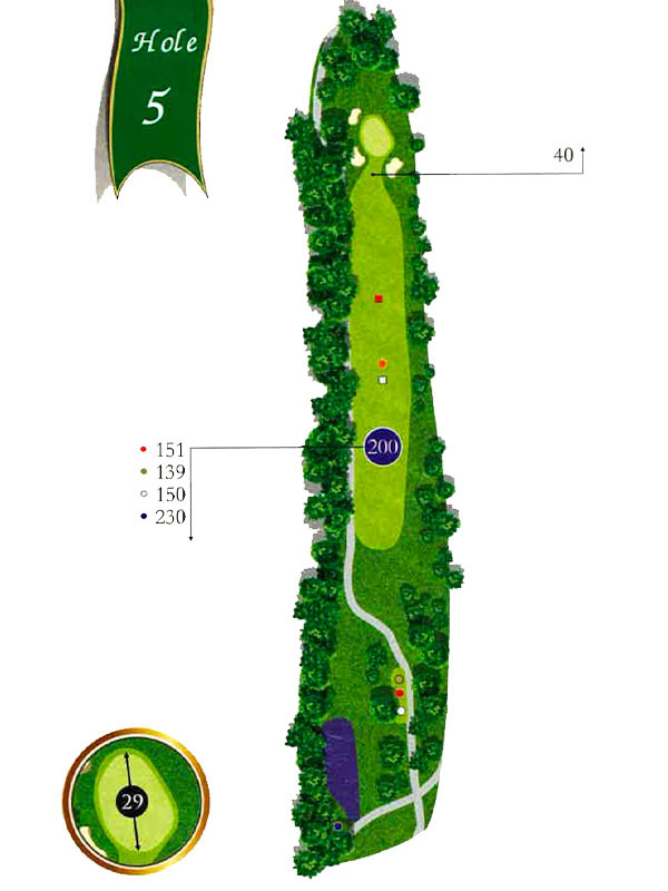 Map of Hole 5 at The Pines Country Club