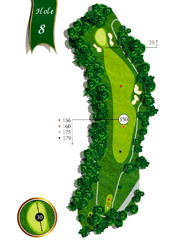 Map of Hole 8 at The Pines Country Club