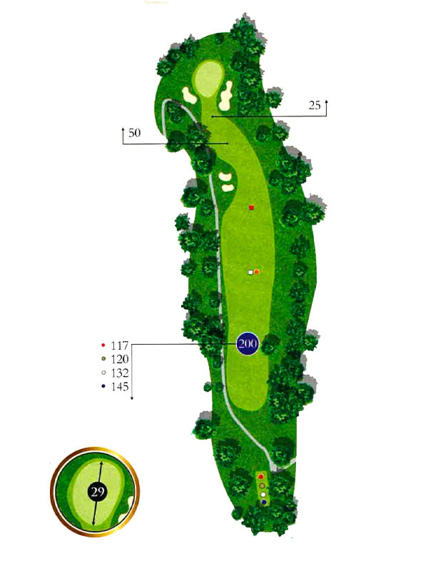 Map of Hole 1 at The Pines Country Club