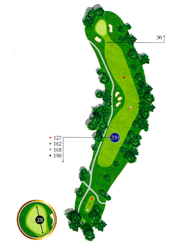 Map of Hole 14 at The Pines Country Club