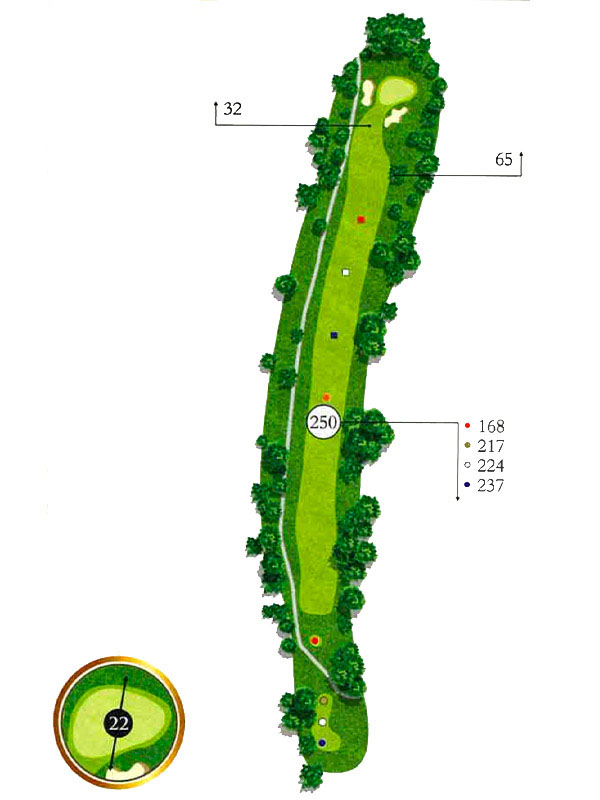 Map of Hole 16 at The Pines Country Club