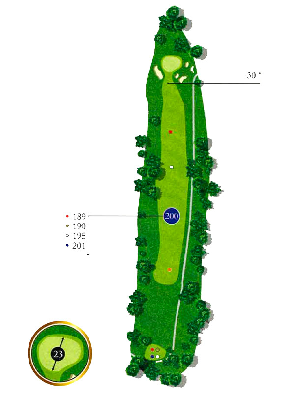 Map of Hole 13 at The Pines Country Club